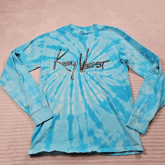 Key West Florida Shirt Womens Small Blue Tyedye Long Sleeve Destination Tee - Picture 1 of 6